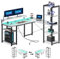 ODK Schreibtisch Bürotisch L-Form 137x140cm mit LED, Eckschreibtisch Reversibel für Homeoffice, Moderner Gaming Schreibtisch mit Steckdosen + USB, Integriertes Regalsystem & Kabelmanagement in Weiß