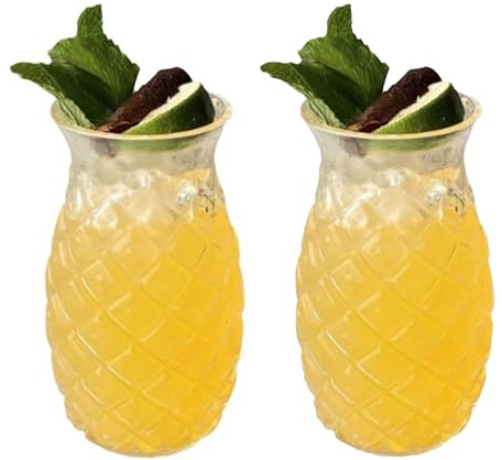 UIYIHIF 2 Vasos con Forma de Piña, Cristalería de Vaso de Vino Vintage de 480 Ml, Copa de Vidrio Divertida, Cristalería para Cócteles, Whisky, Vino, Cerveza, Leche, Jugo de Champán
