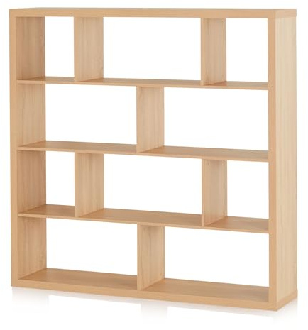 smart Up2U Regal in Eiche, Maße: 150,1cm x 150,1cm x 35cm, Standregal aus Holzwerkstoff in weiß matt. Stehregal auch als Raumtrenner, Raumteiler, Bücherregal, Stufenregal nutzbar.