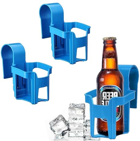 KUBDPQOR 3 Stück Blauer Getränkehalter Pool, Wasserbecher Hängehalter für Schwimmbecken, Poolside Getränkehalter, Aufbewahrungskorb für Getränken, Bier, Cocktails, Sonnenbrillen