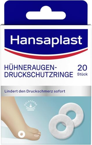 Hansaplast Hühneraugenringe (20 Stück), Hühneraugen Pflaster für sofortige Schmerzlinderung, hautfreundliches Fußpflaster schützt vor Druck durch Schuhe (Packung mit 5)