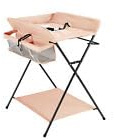 Baby Wickelkombi Klappbare Tragbar Kombi Wickeltisch Sicherheitsgurt Wickelkommode Platzsparend Khaki 80 * 57 * 96cm Stabil