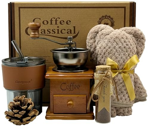 Atrccs Kit de Café Francés, Caja para Regalar, Taza, Molinos, Caja Antiguo, Regalo para Amantes del Café (Marrón)