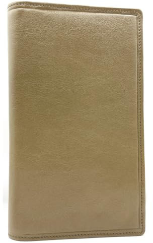 Charmoni - Etui Porte chéquier Talon en Haut - Protection Anti RFID - 2 Volets - 4 emplacements Carte crédit en Cuir Vachette (Cuir Collet Vache, Taupe)