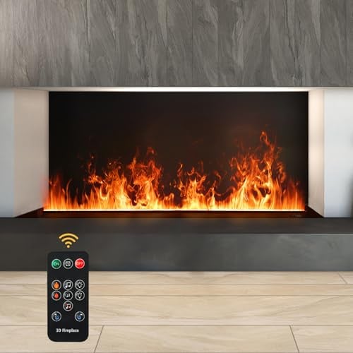 Mexhom Wasserdampf-Kamin, 3D Flamme elektrischer Kamin, 200cm Keine Wärme | 3D Wasserdampf-Effekt, Für Schlafzimmer, Wohnzimmer, Heimdekor, Haustierfreundlich, Befeuchtung, Einfache Nachfüllung