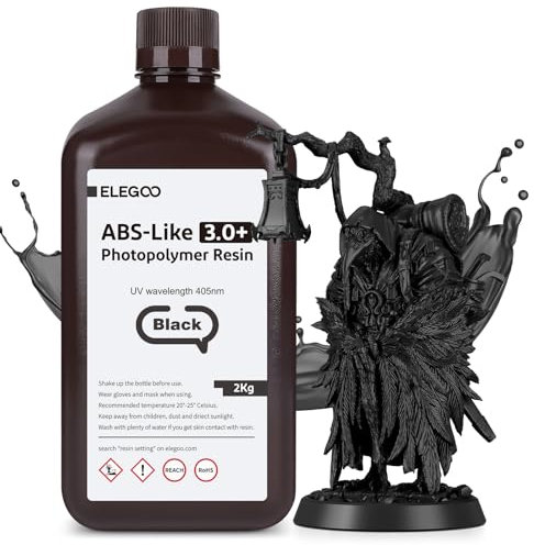 ELEGOO ABS-Like Resin 3.0 Plus, 3D Drucker Resin 405nm Rapid UV-härtendes Photopolymer Harz, Hohe Präzision für LCD 3D Drucker Schwarz 2kg