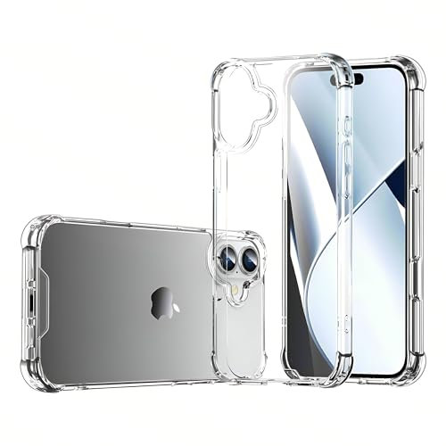 gueche Compatible with for iPhone 16 plus Case, Crystal Clear Shockproof Phone Cover, Soft TPU Protective Ultra thin Slim Fit, Smartphone Case for iPhone 16 plus Cell Phone Cases-Transparent 6.9-Inch