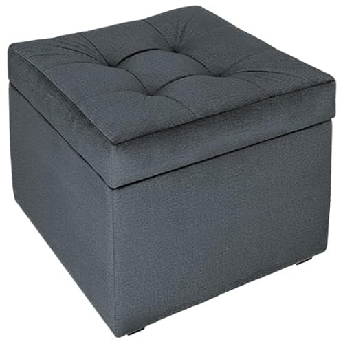 MG Design Polsterhocker 45 x 45 cm Grau mit Stauraum (ca. 50 L), robust und formstabil, bis 300 kg belastbar, komplett montiert und schnell zu reinigen – für Wohnzimmer, Flur und Schlafzimmer