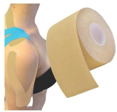 Kinesio-Tape Sporttape Kinesiotapes Physio-Tape, kinesiologisches Tape für Leichtathletik, zur Schmerzlinderung, Genesung und Physiotherapie, 5 cm x 5 m (Beige)
