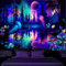 Simpkeely Fantasy Wald Quallen Wandteppich, Schwarzlicht Bunte Pilz Schmetterling Wandbehang, UV-Reaktive Mondreflexion Leuchten im Dunkeln Wandteppiche für Schlafzimmer Ästhetik - 150cm x 200cm