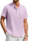 Enlision Camisa de Lino Hombre Verano Manga Corta Camisas Lila para Hombres Cuello Mao Ibicenca Camiseta con Botones Casual Elegantes Playa Ropa S