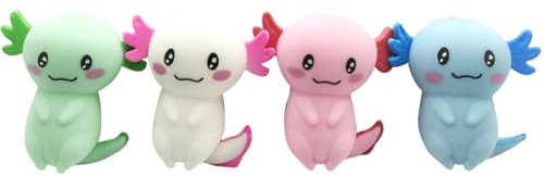Axolotl 4PCs Entzückender lebendiger Squeeze Toy Resilient Stressspielzeug tragbare Angst- und Stressbekämpfung Axolotl Spielzeug für Kinder, Erwachsene, Axolotl -Geschenke, zufällige Farbe, lan