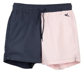 Rydale Ladies Cotton Shorts Women's Pull On Chino Short Elastic Waist 7 Colours (UK, Numeric, 10, Regular, Regular, Navy/Sorbet)