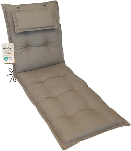 Herlag Liegenauflage AVA Sun-Guard 190x60x9cm | UV-Schutz gegen Ausbleichen | Extra Dickes Liegekissen 9 cm mit Kopfpolster | Liegepolster mit Deluxe-Komfort | Öko Tex 100 | Taupe