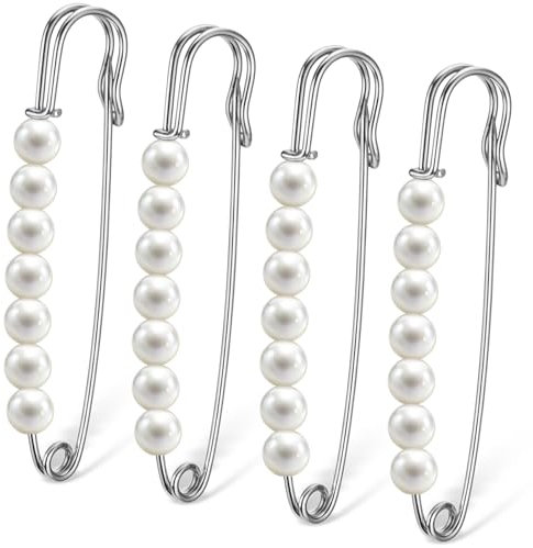 Ymapinc Silberfarbene Perlen-Brosche für Frauen – dekorative kleine Sicherheitsnadeln für Kleidung, Hijab, Mode, Pullover, Hemd, Röcke, Kleider, Hosen, Ärmel, Hüte, Kragen, Schals, Taschen, Meetings