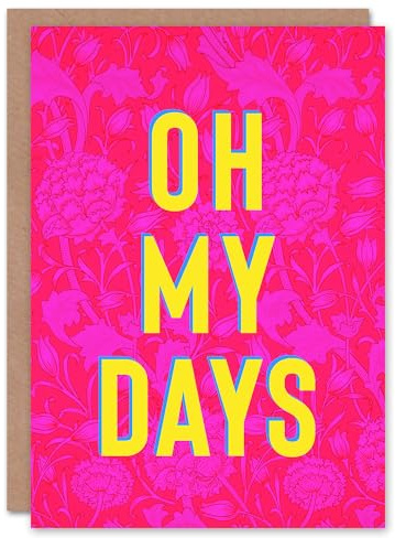 Artery8 Oh My Days Bold Modern Floral Art Nouveau Congratulations Card