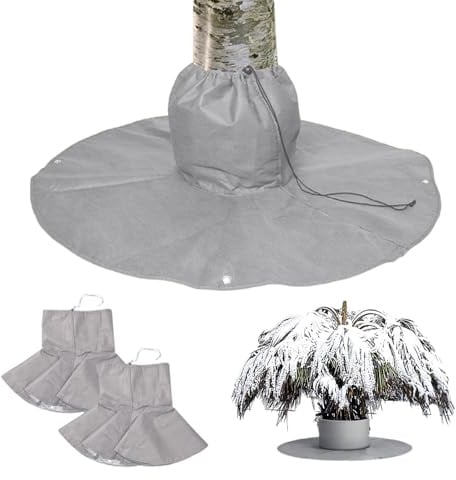 Winterschutz für Palmen Wurzel, 2 Stück Palmenwurzelschutz, Ø 100cm (Grau) | Winter Pflanzenschutzsack, Kälteschutz für Pflanzen und Bäume bis 30cm Durchmesser, Doppelte Isolierung Wiederverwendbar