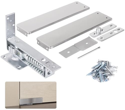 Cerniera a molla in acciaio inox a doppia azione con albero regolabile, con piastre di copertura per porte in legno