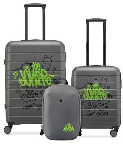 Roncato DC Comics SET VALIGIE (Medio, Cabina, Zaino Da Viaggio) - Joker