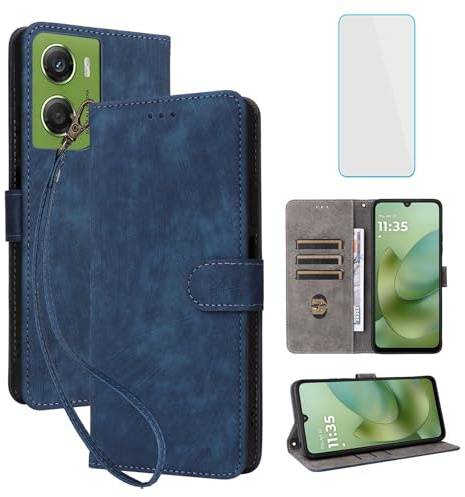 RFID Phone Wallet Case for Motorola Moto G06 Power/Go6 Power/G06/Go6 Blue | with Screen Protector,Leather Flip Cover,Kickstand,Women Men Mobile Phone Case for Motorola G06Power Moto G o6 Go 6 Power