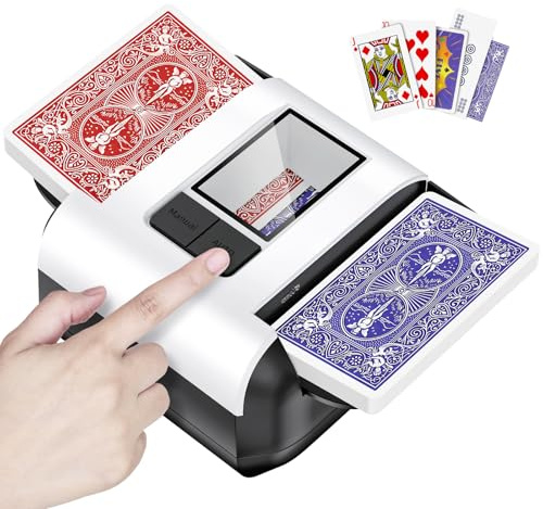 XPAW Automatischer Kartenschüttler für 1–2 Kartenspiele mit Zwei Modi (automatisch/manuell), über USB-C aufladbar, leiser Betrieb, kompatibel mit, Texas Hold'em Poker und Allen Kartentypen.