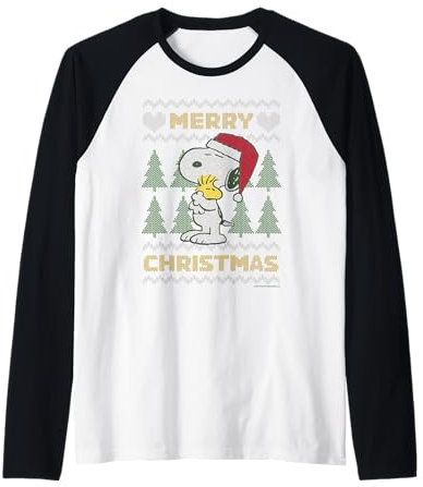 Peanuts Xmas Snoopy Woodstock, Retro-Stil, hässliches Vintage-Weihnachtsfest Raglan
