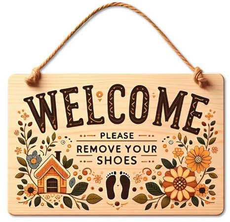 Please Remove Your Shoes Sign, Please Take Off Your Shoes Sign, Hanging Welcome Home Decorations Wooden Welcome Sign for Entryway, Warm Reminder Entryway Plaque, Housewarming Gift for New Home Owners
