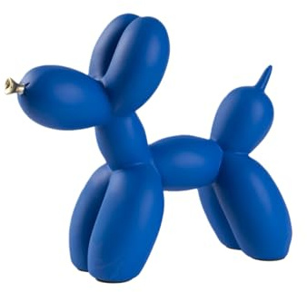 HIRAIDAI Skulptur Ballon-Hunde-Harz-Ornament 21X18X9CM Wohnzimmer-Weinschrank-Dekoration Cartoon-Tier - Blauer Goldmund