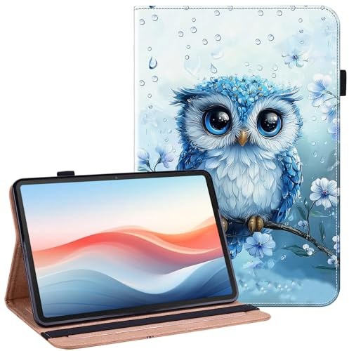 YHDXUYS Case for Samsung Galaxy Tab A11 8.7 Inch 2025/ A9 8.7 Inch 2023 (SM-X110/X115/X117) Tablet with Pencil Holder, Multi-angle Stand Wallet Design Cover, Rainy Owl