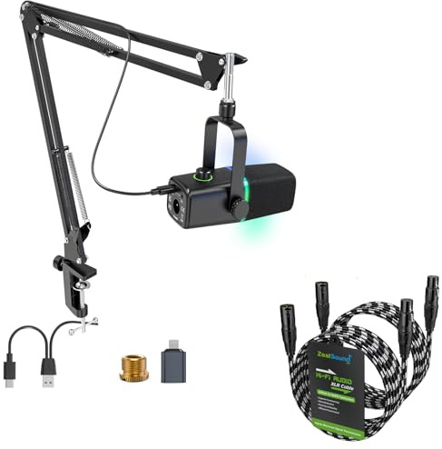 zealsound kd8s Mikrofon mit Arm und c2bw3 XLR Kabel Bundle