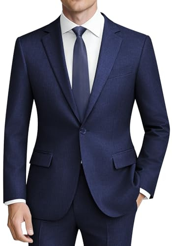 Costume Homme 2 Pièces Slim Fit Mariage Smoking Formel Business Elégant | Costume 2 pièces veste+pantalon. Revers cranté, un bouton, uni. Coupe slim confortable, élégant pro et mariage.