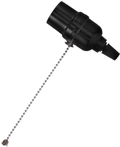 EXAOMBLE Portalámparas Potencia de 250w de Techo E26 Negro de Baquelita Cadena de Tracción, Diseño Único y Funcional para Varias Luminarias