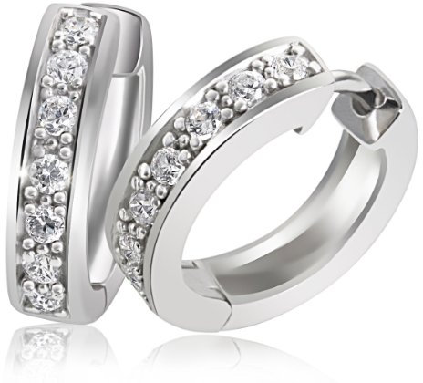 Goldmaid Damen-Creolen Ohrringe 925 Sterling Silber 14 funkelnde Zirkonia Ohr-Schmuck