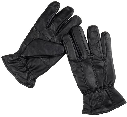 Men's Black Sheepskin Leather Gloves With Fleece Lining & Elasticated Cuff M/L
