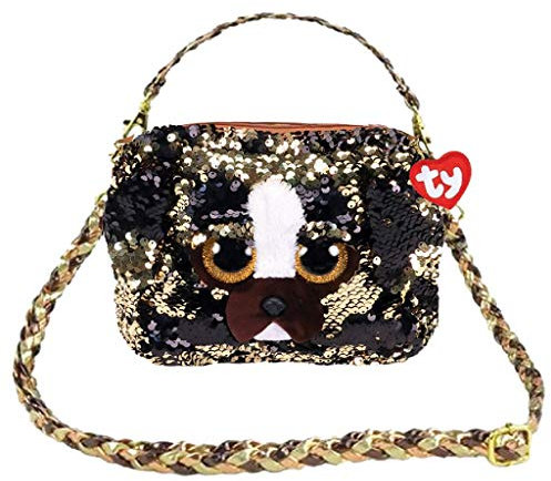 TY Unisex_Child Sac à bandoulière Peluche Sequins 20cm-Brutus Le Chien Shoulder Bag, Multi, One Size
