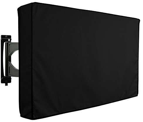 Outdoor TV Cover, PANTHER Series - Weatherproof Universal Protector for 60'' - 65'' LCD, LED, Television Sets - Compatible with Standard Mounts & Stands. Built In Remote Controller Storage - Black