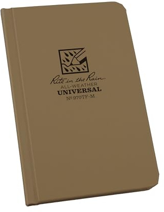 Rite in the Rain Weatherproof Hard Cover Notebook, 4.25 x 6.75, Tan Cover, Universal Pattern (No. 970TF-M)