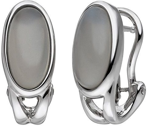 Jobo Damen-Creolen aus 14 Karat 585 Weißgold mit Mondstein
