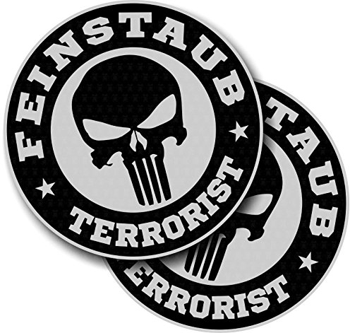 cut-it folientechnik & design MG342 / 2X Aufkleber je D=8cm Feinstaubplakette Terrorist Diesel Autoaufkleber Sticker Oldschool Skull Gate
