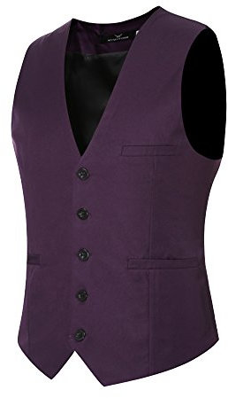 Leisure Panciotto Gilet Uomo Slim Fit Casual Elegante Smanicato Corpetto Viola L