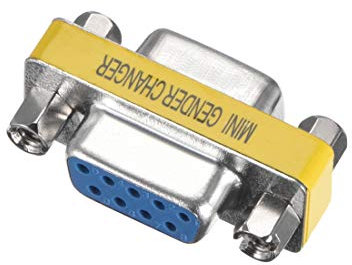 sourcing map DB9 VGA Gender Changer 9 Pin Female to Female 2-row Mini Gender Changer Coupler Adapter Connector for Serial Applications Blue Pack of 1