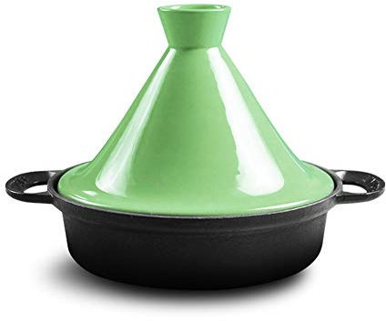 XCXDX Tagine Marocchina, Pentola in Ghisa 3L, Micro Pentola A Pressione di Colore Brillante, Coperchio in Ceramica, Stoviglie per La Salute Green