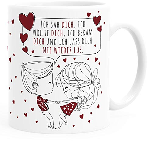 SpecialMe® personalisierte Kaffee-Tasse Liebespaar Pärchen mit Liebesbotschaft Liebes-Geschenk Freundin Mann Ich sah dich weiß Keramik-Tasse