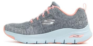 Skechers Femme Arch Fit Comfy Wave Baskets, Gray Knit/Pink Trim, 36 EU