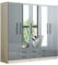 Unique Furnishings GREY High Gloss Large Wardrobe - 5 Door 6 Drawers & 3 Mirrors