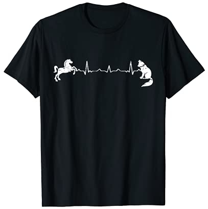 Herzschlag Pferd Hund - EKG Hund Pferd für Damen Geschenk T-Shirt