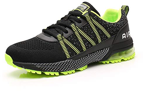 frysen Laufschuhe Herren Damen Atmungsaktiv Leichtgewicht Luftpolster Sportschuhe Turnschuhe Straßenlaufschuhe Sneaker Joggingschuhe Walkingschuhe Sport Fitness Schuhe Green Grün 36