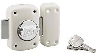 THIRARD - Verrou Corvette à Bouton pour Porte d'Entrée - Cylindre Laiton 45 mm - Ø 23 mm - 3 Clés Crantées - Acier Époxy Blanc - Sécurité Domestique - Hauteur 90 mm - Largeur 60 mm