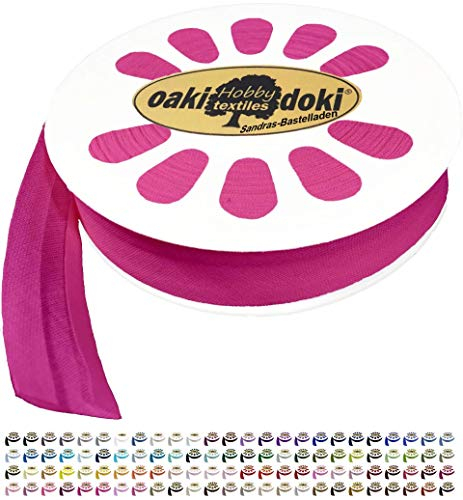 Sandras-Bastelladen 20m Schrägband/Einfassband Baumwolle Uni gefalzt Breite 20mm 796-Kräftiges Pink