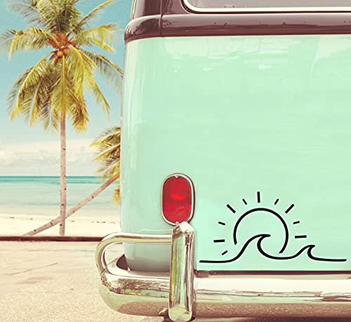 Sonne und Welle Aufkleber Sticker Decal Vinyl für Camper, Wohnmobil, Wohnwagen, Auto, Motorrad, Koffer, Fahrrad, Notebook und mehr